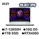 MSI微星 Sword 15 A12VF-1619TW 15.6吋電競筆電 i7-12650H/16G/1TSD/RTX4060