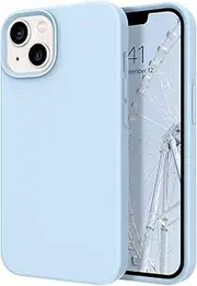 DOMAVER for iPhone 13 Case Smooth Liquid Silicone Soft Gel Rubber Microfiber Lining Cushion Cover Shockproof Protective Phone Cases Compatible with iPhone 13- Light Blue