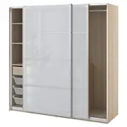 PAX / SVARTISDAL wardrobe combination, white stained oak effect/white paper effect, 200x66x201 cm
