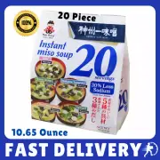 Miko Instant Miso Soup Awase, 30% Less Sodium, 10.65oz, 20 Servings Pack.