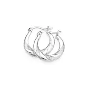 Silver 15mm Fancy Twist Creole Hoop Earrings