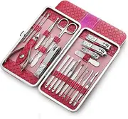 21 Piece/Lot Stainless Steel Manicure set Professional nail clipper Kit of Pedicure Tools Paronychia Nippers Trimmer Cutters,Pink