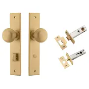 Cambridge Knob Chamfered Backplate Privacy Kit w Privacy Turn Brushed Brass