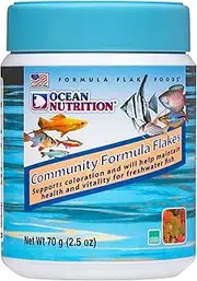 Community Formula Flakes Fish Food - Natural Ingredient Fish Food Flakes for Freshwater Fish - Supports Health & Coloration, Made in USA, 2.5 oz (70 g)