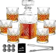 Davinod Whiskey Decanter Set With 6 Glasses, 32oz/950ml Clear Premium Liquor Decanter for Whiskey, Bourbon, Rum
