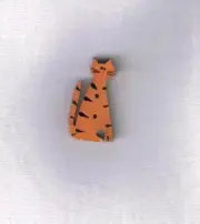 Brown Stripe Cat Hand Painted Wood Button 30mm (per 4 buttons)