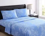 Size Sheets Set - Pure Microfiber 4 Piece Polyester Bed Full Blue/White