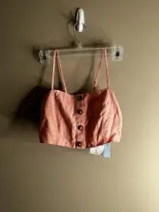 NWT Forever 21 Peach Crop Top Small Adjustable Linen