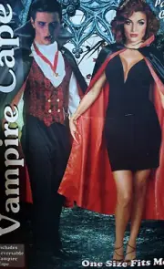 Reversible Vampire Cape Cloak Satin Collar Red Black Unisex Adult Halloween