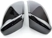 Replacement Covers 2 Pieces For Golf MK6 R20 T&ouran Golf GTI 6 Golf 6 R Wing Mirror Cover Caps (Carbon Effect) Mirror Cover Caps (Color : Black)