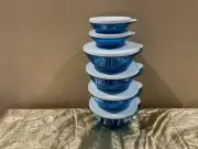 New Tupperware UNIQUE Beautiful Set of 6 Acrylic Preludio Bowls Blue Serf Color