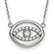 14k White Gold Medium Necklace Real Diamond Gold Halo Evil Eye
