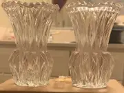 2 Decorative Mini Lead Crystal Toothpick Holders / Vase Vintage Princess House