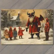 FLATCARD Krampus Christmas Strange Kids Weird Unusual Fun Santa Vintage Vibe
