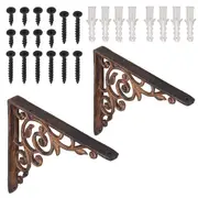2X Cast Iron Shelf Brackets Vintage Pattern Bracket DIY Decoration Industrial Of Vintage Gold