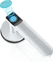 Foxgard Smart Fingerprint Door Lock, Keyless Entry With Handle, Biometric Room Lock for Bedroom/Office (Silver)