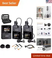 Wireless Lavalier Microphone, 2.4G Compact Wireless Lapel Microphone System w...