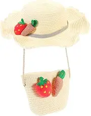 [DEARMAMY] Boys and Girls Straw Bag Kit Sun Hat Set Sun Hat Kit Straw Handbag for Boys and Girls Beige