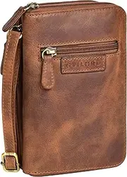 [STILORD] Peter' 2-in-1 Leather Neck Pouch Wallet Men's Mobile Phone Case Women's Travel Wallet for Hanging Small Chest Bag Vintage Bag Crossbody Bag Genuine Leather