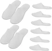 Kisangel 5 Pairs Comfortable Slippers for Men Cloth Guest Slippers Bulk Slippers for Guests Mens Slip on Slippers White