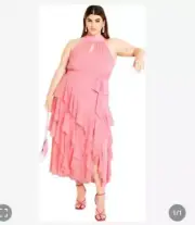 NWT City Chic Women's Plus Size Mandy Maxi Dress, Baby Pink, 16
