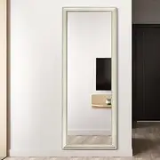 170 * 65 cm Extra Large Standing Mirror for Bedroom - Full Length Floor Mirror with Sturdy Base, Wall Mountable Vanity Mirror for Dressing Room, HD Reflection & Stable Design (Retro White)