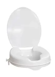 Raised Toilet Seat with Lid, White, 2.5 Inches, 136 Kg Weight Capacity
