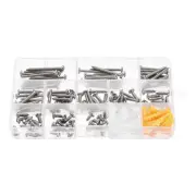 Plastic Expansion Tube Screw Assortment Kit for Drywall White Yellow 130pcs