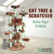 Multi Level Cat Tree Post Scratching Pole Toy Climbing Scratcher House 210cm