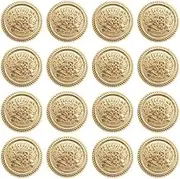 16pcs Metal Blazer Button Set Vintage Style Jeans Buttons British Style Buttons for Coat Blazer Suits Uniform Jacket Sewing Crafts (Gold)