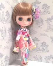 Yumetoya Kimono Store Blythe Yukata Colorful Pink Set With Geta