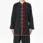 [JFBTHI] Men and Women's Tai Chi Uniform Chinese Traditional Cotton Plus Silk Button Stand Collar Martial Arts Suits Long Sleeve Morning Exercises Kung Fu Clothing Soft and Breathable Summer,003,XXL
