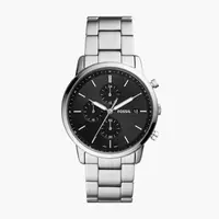在飛比找PChome24h購物優惠-【Fossil】經典簡約時尚三眼鋼帶腕錶-經典黑/FS584