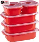 Decor Microsafe Oblong Set, Pack of 5 Pieces, Red