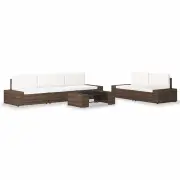 6 Piece Garden Lounge Set Poly Rattan Brown