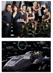 BATTLESTAR GALACTICA 2004 SCI-FI TV PHOTOS LOT (2) CAST AND SPACESHIPS