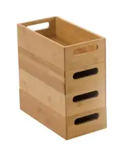 8 Pcs Wood Stackable Storage Bins, 11.5" x 6" x 3"