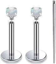 [Lsnevsie] 20G 18G 16G Internally Threaded Astm F136 Titanium Nose Ring Studs Flat Back Studs Earrings G23 Titanium Tragus Helix Conch Cartilage Earrings Piercing Jewelry For Women Men Opal 2-3mm