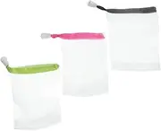 Healeved 3pcs Foaming Net Exfoliating Mesh Soap Pouch Mesh Soap Bag Soap Saver Pouch Mesh Soap Saver Soap Foaming Net Soap Exfoliating Mesh Foaming Soap Bag Soap Sack Pe White