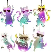 Sun Catchers - Window Light Catcher | 2D Cat Design Acrylic Rainbow Decorations Arts Craft Ornaments for Home Garden Decorative Birthday Stuffers