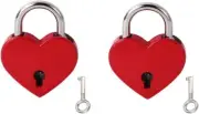 HAIKING Mini Lock with Keys, Vintage Metal Heart Shaped Padlock (Red)