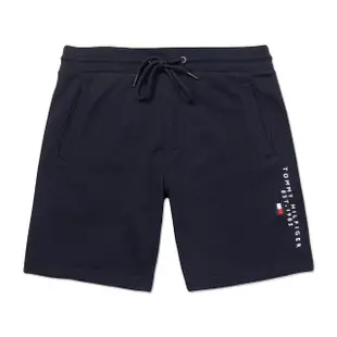 【Tommy Hilfiger】TOMMY 經典刺繡文字Logo鋪棉運動休閒棉短褲 休閒褲-深藍色(平輸品/內裡鋪棉款)