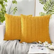 Miss Rui Pillow Covers 45x45cm Soft Throw Pillowcases Corduroy Soft Cushion Case for Home Decor Sofa Living Room Bedroom Set of 2 Yellow