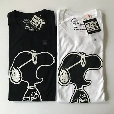 Uniqlo KAWS Peanuts Joe Cool Set of 2 Cotton T-Shirts XL Black & White NWT