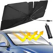 Car Front Windshield Sunshade Umbrella, Upgraded Cover Sunshade 360° Rotation Bendable Handle,Foldable Umbrella Reflective Sun Shade for Block UV Rays Heat Keep Car Cool,for Most Vehicles(123 * 65cm)