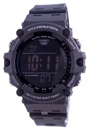 Casio Illuminator Digital 5 Alarm Dual Time AE-1500WH-8B 100M Mens Watch
