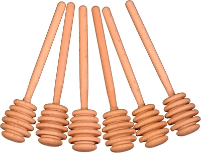 Creative Hobbies® 6 Inch Wood Honey Dipper Stick Server for Honey Jar Dispense D