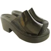 New CROCS Brooklyn Black High Shine Platform Sandals Adult Women Sz 8