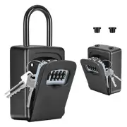 Durable Black Key Lock Box Waterproof 4 Digit Combination Safe Storage