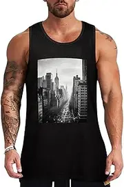 [NQHJT] Men Tank Tops Black and White New York Sleeveless T Shirts for Men's Fitness Quick Dry Gym Tank Top for Men